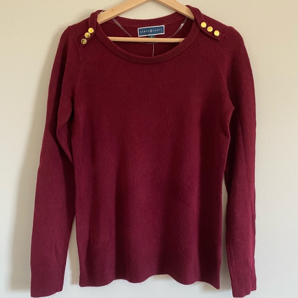 Karen Scott Button Shoulder Sweater